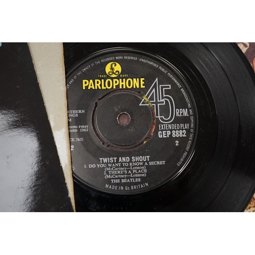 1275 - Four Beatles related LPs and four singles; Sgt Pepper, Beatles For Sale, A Hard Days Night, the John... 