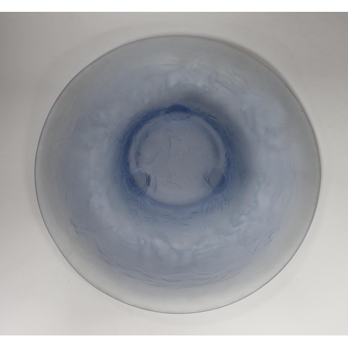 1399 - A French opaque blue glass dish, 41cm