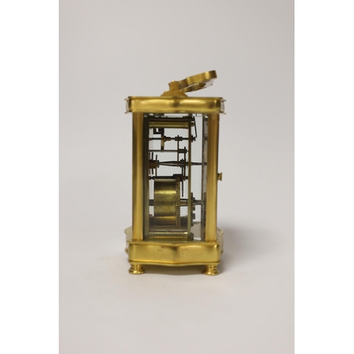 1409 - A French gilt metal carriage timepiece, 16cm high