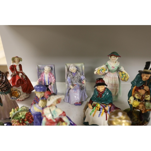 1423 - Eleven Royal Doulton porcelain figures including; The Potter HN1493, The Orange Lady HN1759, Daffy-D... 