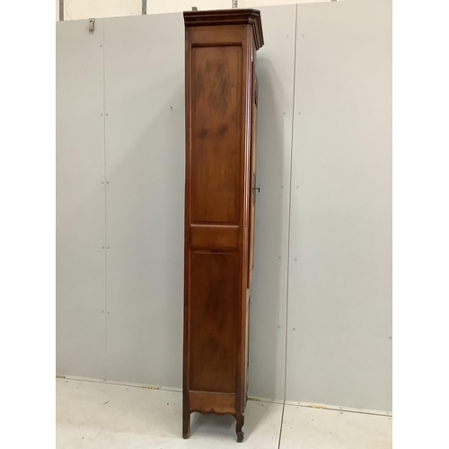 10 - A Louis XV style narrow walnut cabinet, width 48cm, depth 36cm, height 215cm