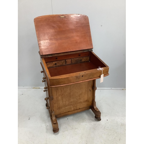 1 - A late Victorian inlaid walnut Davenport, width 52cm, depth 54cm, height 81cm