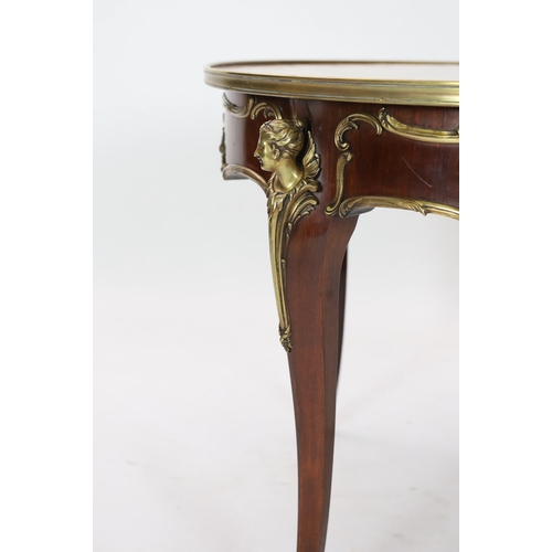 153 - A Louis XVI style ormolu mounted marquetry centre table, decorated with musical, agricultural and ar... 