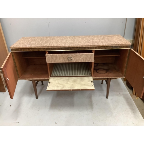 160 - A 1960s melamine sideboard, width 136cm, depth 43cm, height 78cm