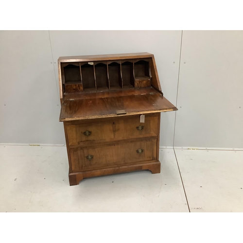 21 - An 18th century style walnut bureau, width 76cm, depth 44cm, height 100cm