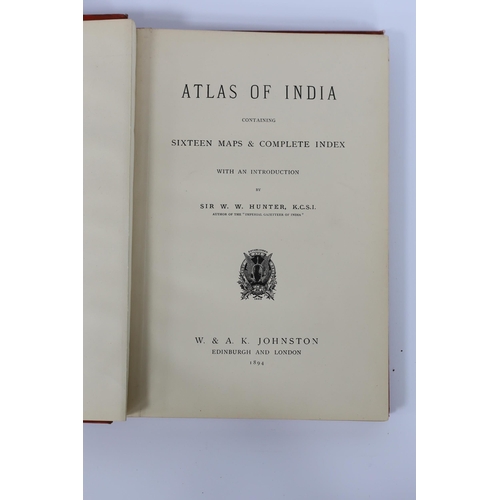 255 - ° ° Atlas of India ... With an Introduction by Sir W.W. Hunter. d-page coloured index map and 15 d-p... 