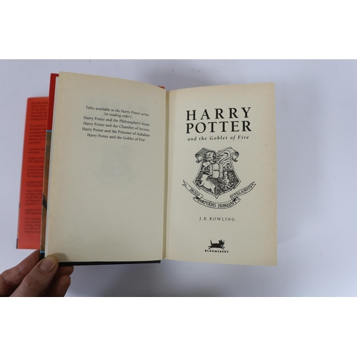 299 - ° ° Rowling, J.K. - Harry Potter and the Goblet of Fire.  Ist edition, signed by author on dedicatio... 