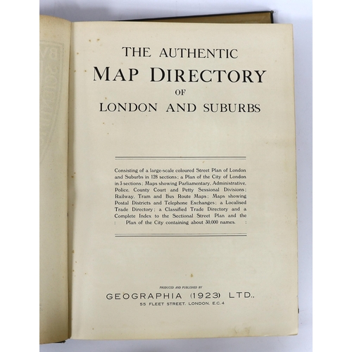 330 - ° ° The Authentic Map Directory of London and Suburbs. Ist edition, large scale (4.5 inches to mile)... 