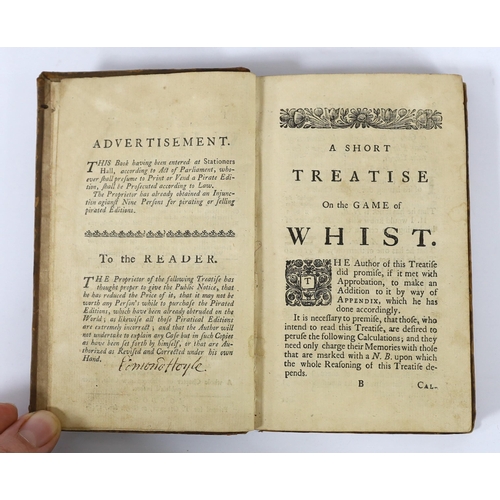 337 - ° ° Hoyle, Edmund - Mr. Hoyles Treatises of Whist, 8th edition, signed title verso by the author (a... 