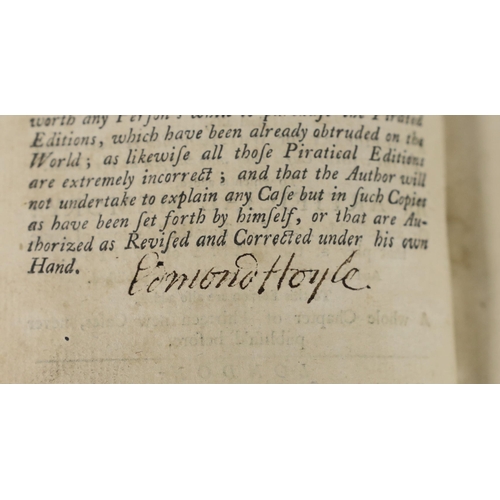 337 - ° ° Hoyle, Edmund - Mr. Hoyles Treatises of Whist, 8th edition, signed title verso by the author (a... 