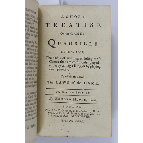 337 - ° ° Hoyle, Edmund - Mr. Hoyles Treatises of Whist, 8th edition, signed title verso by the author (a... 