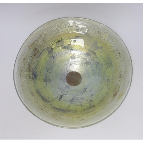 393 - A contemporary glass bowl, signed Helen (?), Light on Water, 35cm diameter