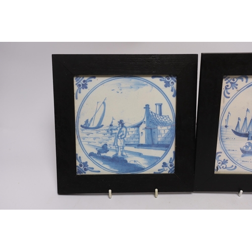 396 - Two framed prints of 18th century Delft blue and white tiles