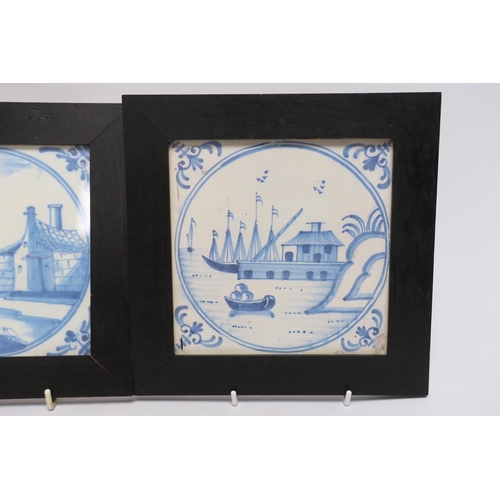 396 - Two framed prints of 18th century Delft blue and white tiles