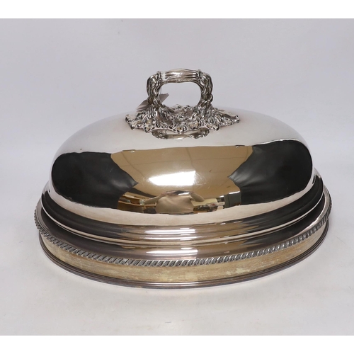 405 - An Old Sheffield plate domed meat dish cover, 39.6cm