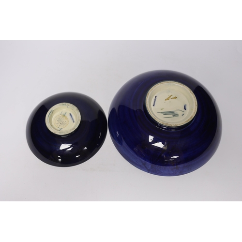 423 - Two Moorcroft Orchid pattern bowls, largest 26cm diameter