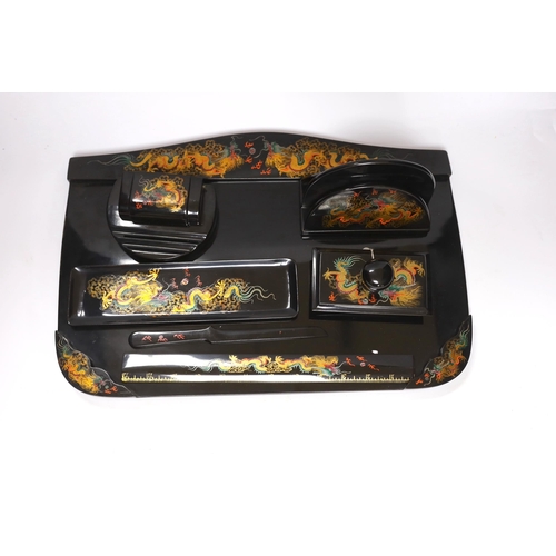 426 - A modern Chinese lacquer desk set, 45cm