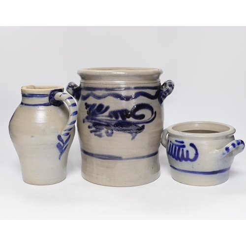 429 - Three 19th century German saltglaze vessels, 23cm