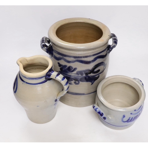 429 - Three 19th century German saltglaze vessels, 23cm