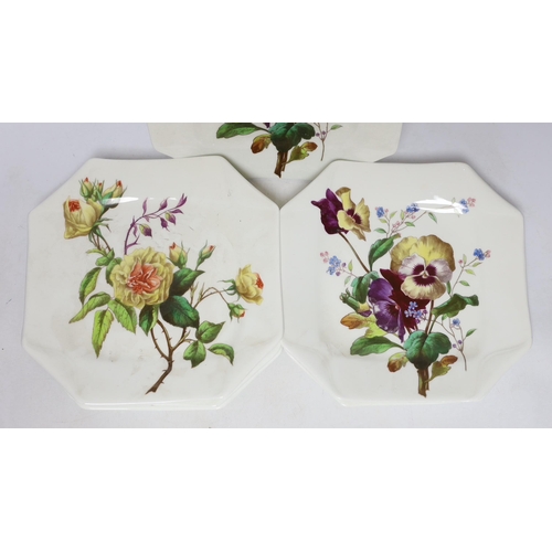 448 - A set of six S. Bridgewood & Son botanical handpainted plates