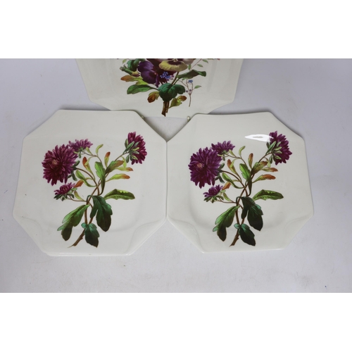 448 - A set of six S. Bridgewood & Son botanical handpainted plates