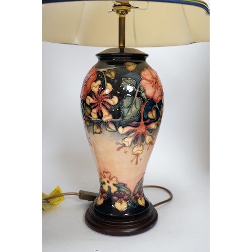 497 - A large Moorcroft 'Oberon' pattern table lamp, 69cm high