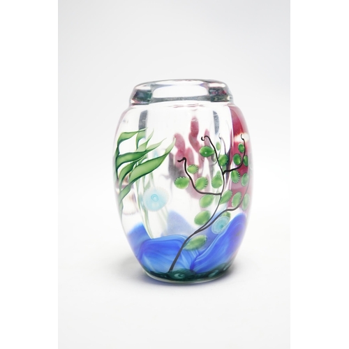 557 - Steven Lundberg (American, 1953-2008), a magnum size aquarium art glass vase, signed, dated 1988 a... 