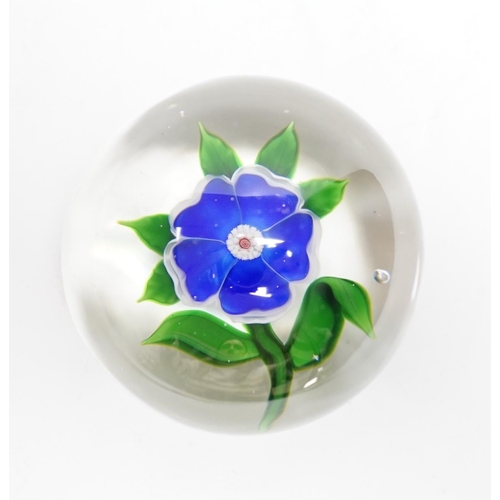 580 - A Baccarat blue flower paperweight, 6cm