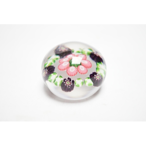 583 - A small Clichy green and white cabbage roses paperweight, 4.2cm