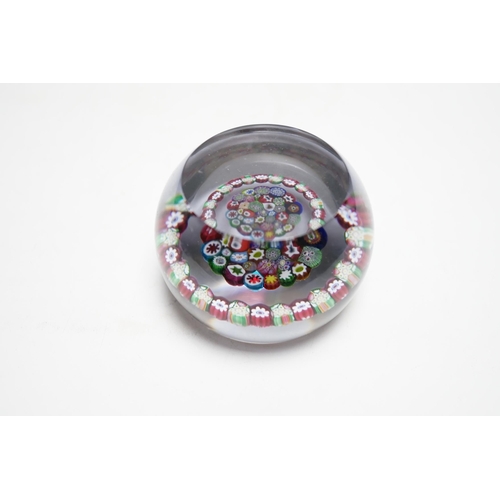 590 - A Paul Ysart concentric millefiori garland glass paperweight, Harland period, PY cane, 7.5cm... 