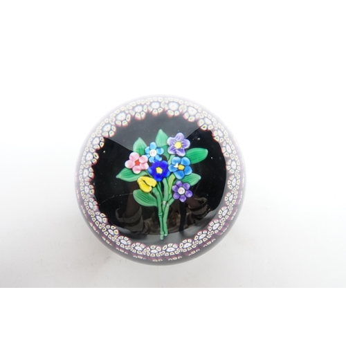 596 - A rare Paul Ysart small flower bouquet paperweight with double PY cane, Caithness period, CG pap... 