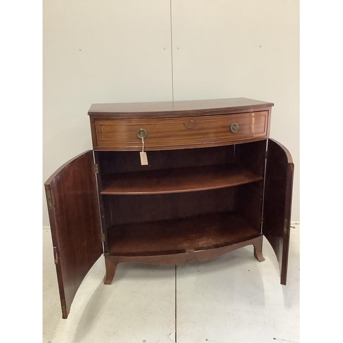 6 - An Edwardian mahogany bowfront side cabinet, width 100cm, depth 49cm, height 100cm