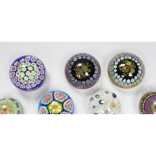 609 - Seven various glass millefiori paperweights, Murano etc.