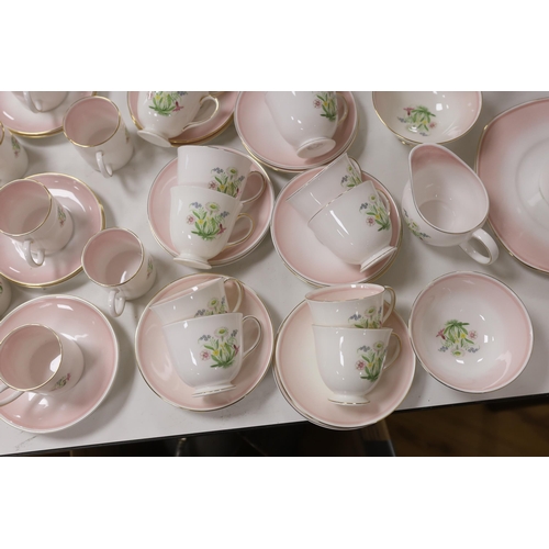 628 - A Susie Cooper floral printed part tea and coffee set