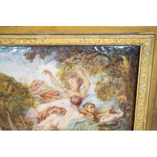 631 - Ernest Blancher (1855-1935) After Jean-Honoré Fragonard (French, 1732-1806) Limoges convex plaque en... 