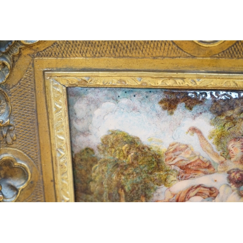 631 - Ernest Blancher (1855-1935) After Jean-Honoré Fragonard (French, 1732-1806) Limoges convex plaque en... 