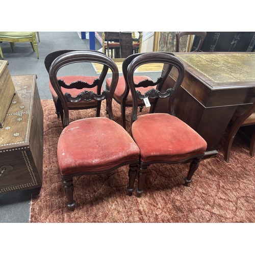 72 - A set of six Victorian balloon back dining chairs