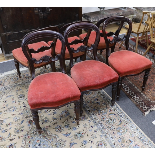 72 - A set of six Victorian balloon back dining chairs