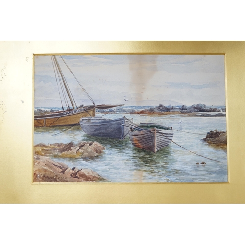 733 - Frederick Charles Dixey (British, fl.1877-1920), watercolour, Fishing boats in harbour, signed, 24 x... 