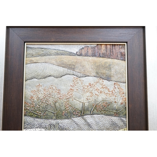 756 - Anne Raubenheimer (contemporary, South African), mixed media and collage plaque, Rosemary Stream, si... 