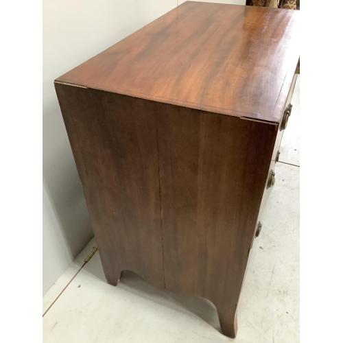 77 - A small Regency mahogany chest of three drawers, width 76cm, depth 45cm, height 76cm