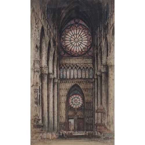 770 - Edward Sharland (1884-1967), coloured etching, Rheims Cathedral, signed in pencil, 52 x 31cm