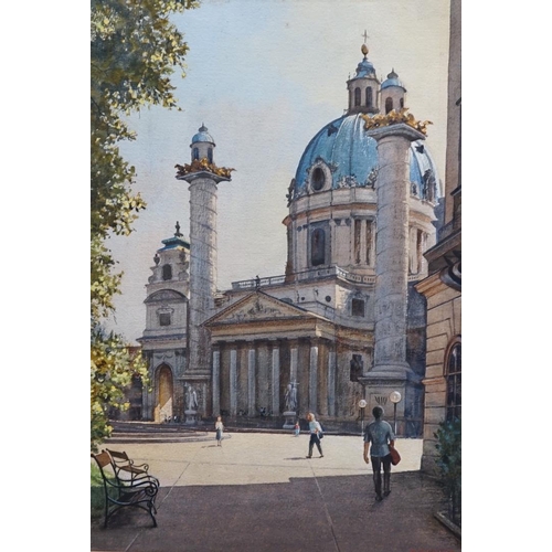 771 - W.B. Wright, watercolour, 'Karlskirche Vienna', signed, 52 x 36cm