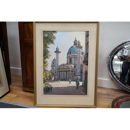 771 - W.B. Wright, watercolour, 'Karlskirche Vienna', signed, 52 x 36cm