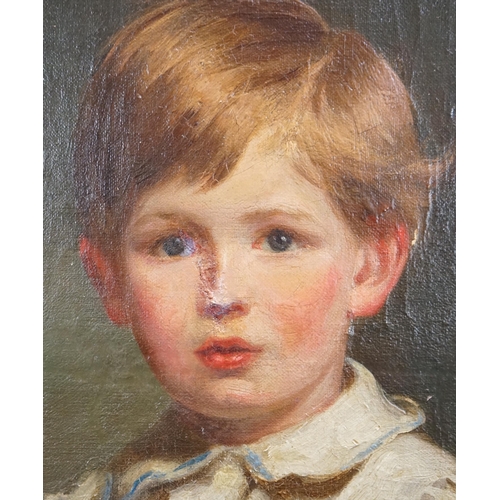 776 - Attributed to J.W. Beaufort (fl. circa 1920-30), oil on canvas, Full length portrait of a boy standi... 