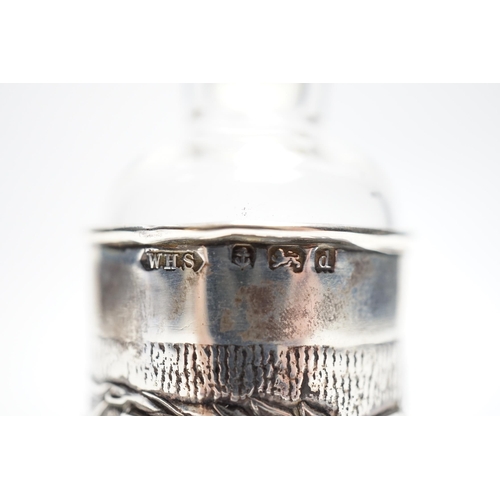 846 - An Edwardian Art Nouveau silver mounted glass scent  scent bottle and stopper, William Henry Sparrow... 