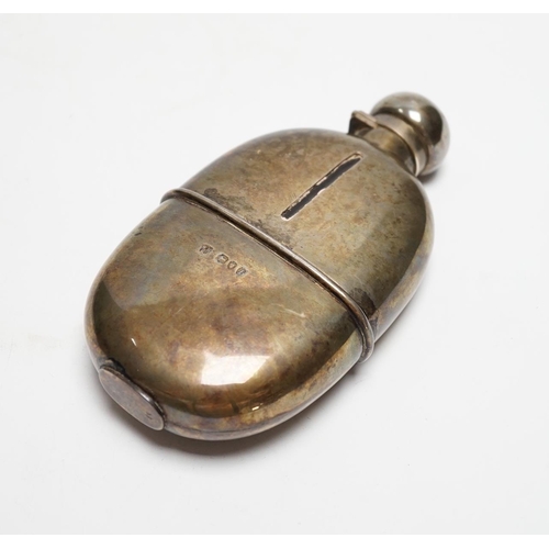 867 - A late Victorian silver mounted glass hip flask, W & G Neal, London, 1894, 15.2cm.