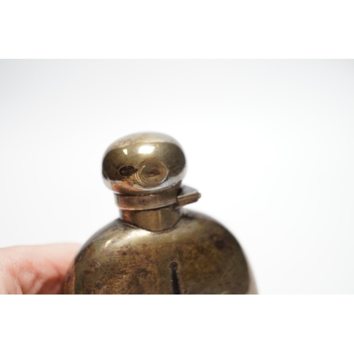 867 - A late Victorian silver mounted glass hip flask, W & G Neal, London, 1894, 15.2cm.