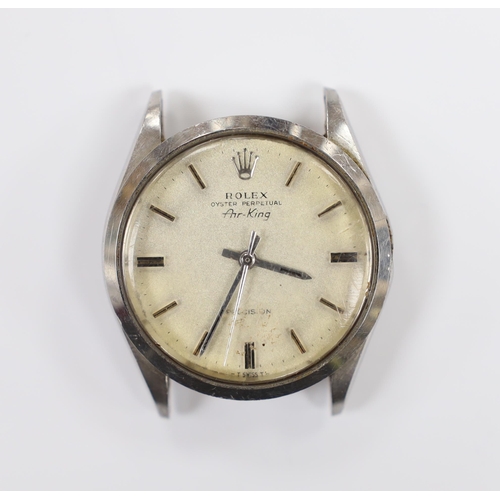 912 - A gentleman's 1970's stainless steel Rolex Oyster Perpetual Air King Precision wrist watch, no strap... 