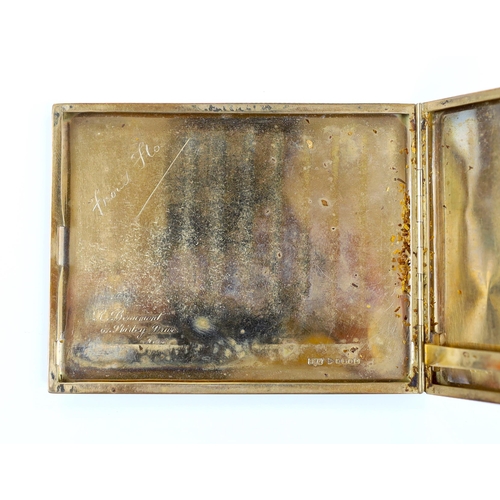 954 - A George V engine turned 9ct gold cigarette case, Chester, 1925, 10.8cm, gross weight 132.7 grams.... 